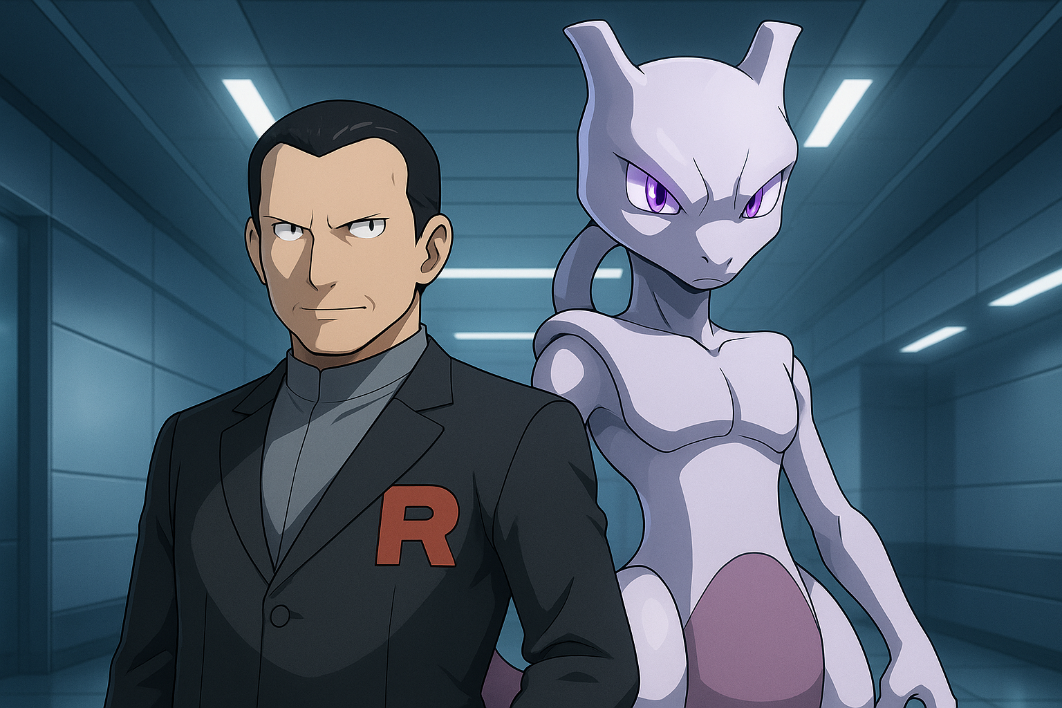 Giovanni and Mewtwo hero banner layout